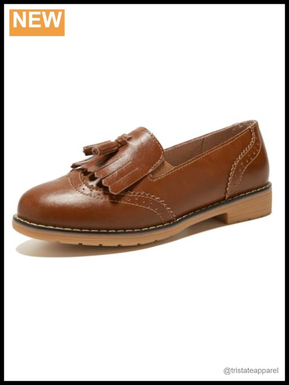 Leather Penny Loafers Slip On Wingtip Oxfords Tassel Women's Work Shoes